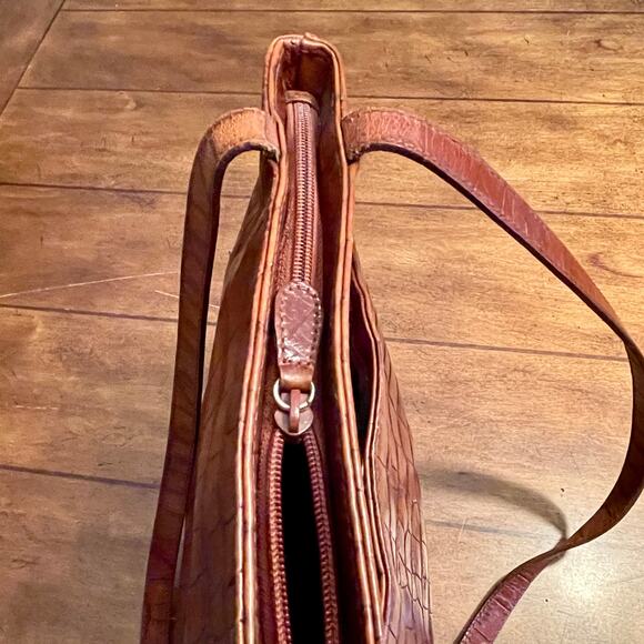 Valerie Stevens Alligator Embossed Handbag Brown Leather 0.01=S-1495 - Picture 9 of 11